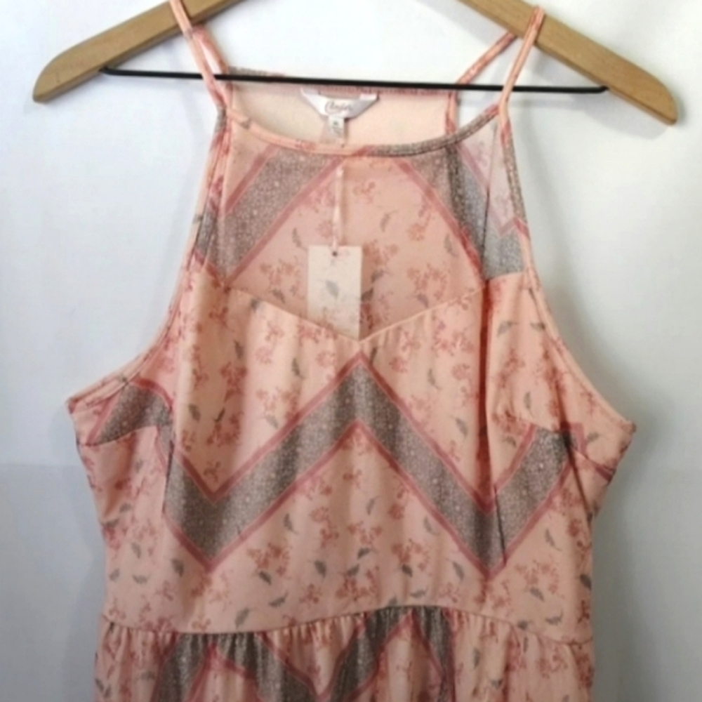 Candies Womens Sheer Floral Chevron Halter Dress Pink/Peach Sz. XL - Picture 7 of 7